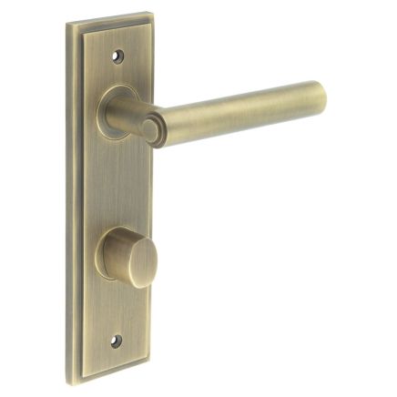 Richmond Door Handle Din Bathroom Backplate Antique Brass & Turn & Release - By Frelan Hardware - BUR-45AB-456AB-81AB