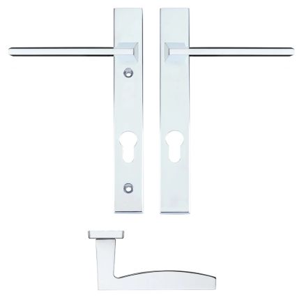 Zoo Hardware Pavo Lever Euro Lock (92mm c/c) On Narrow Backplate - 220x32mm - Polished Chrome