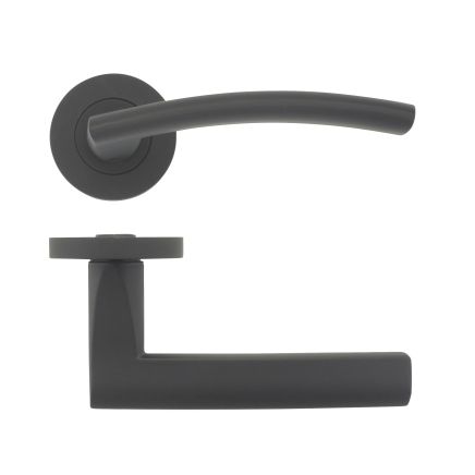Zoo Hardware Amalfi lever on round rose - Oscuro Matt Black