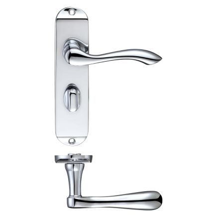 Zoo Hardware Project Arundel lever on bathroom backplate - 175mm x 42mm - Polished Chrome