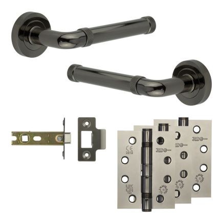 Complete Midtown Door Handle Pack - Internal Doors - Black Nickel - 76mm / 4-inch Hinges - JE-G3A-BN