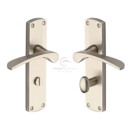 Project Hardware Door Handle for Bathroom Luca Design Satin Nickel finish