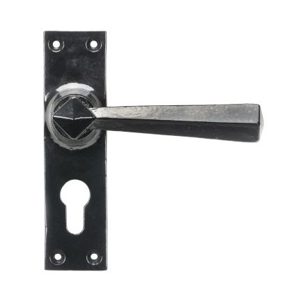 Black Straight Lever Euro Lock Set