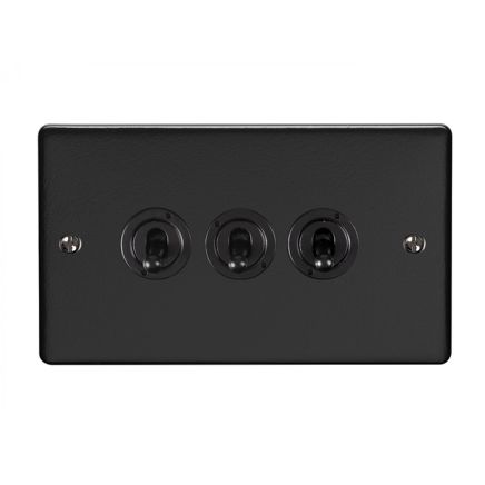 Eurolite Enhance Decorative 3 Gang Toggle Switch Matt Black