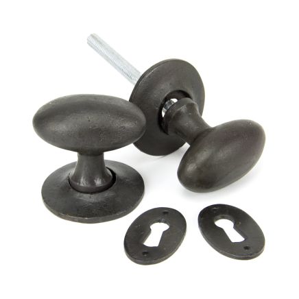 Beeswax Oval Mortice/Rim Knob Set