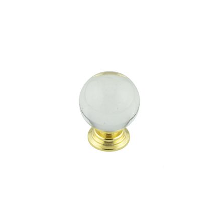 25mm Brass Finish Clear Glass Ball Cupboard Knob - By Frelan Hardware - JH4151-25PVD