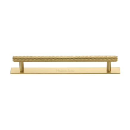 Heritage Brass Cabinet Pull Knurled Design with Plate 160mm CTC Satin Brass Finish