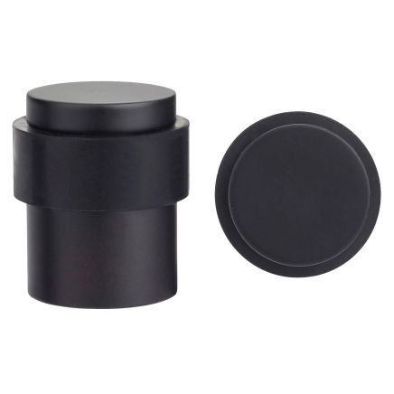 Zoo Hardware Door Stop Floor Mounted - Round Collared Flat Top 35mm dia - Black