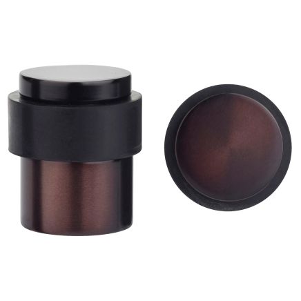 Zoo Hardware Door Stop Floor Mounted - Round Collared Flat Top 35mm dia - Etna Bronze