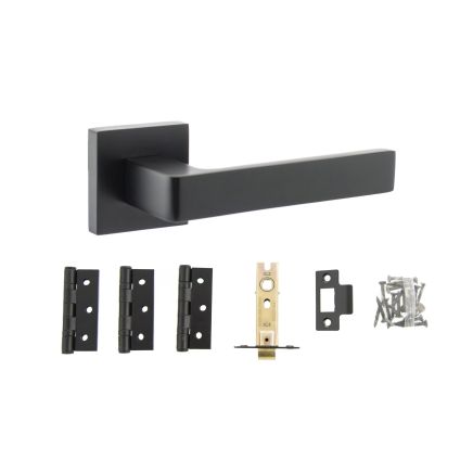 Atlantic Montana Door Pack Bundle (2.5" Latch, 3"x2" Hingesx3) - Matt Black
