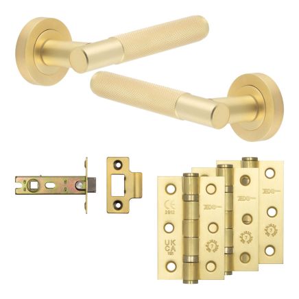 Complete Bari Door Handle Pack - Internal Doors - Satin Brass - 76mm / 3-inch Hinges - JE-D3B-SB