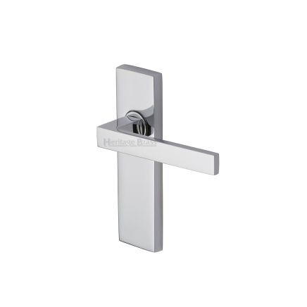Heritage Brass Door Handle Lever Latch Delta Design Polished Chrome finish