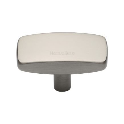 Heritage Brass Cabinet Knob Rectangular Design 47mm Satin Nickel finish