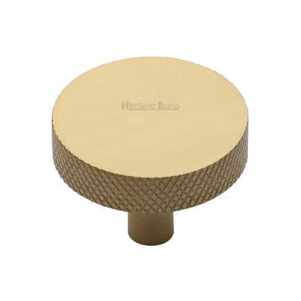 Heritage Brass Cabinet Knob Knurled Disc Design 38mm Satin Brass finish
