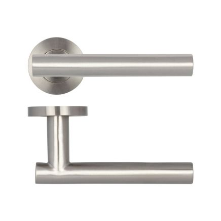 Atlanta Door Handles on Rose Grade 304 Satin Stainless Steel - By Frelan Hardware - JSS412