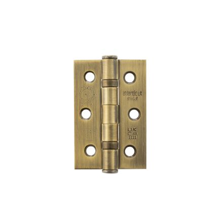 Atlantic CE Fire Rated Grade 7 Ball Bearing Hinges 3" x 2" x 2mm - Matt Antique Brass (Pair)