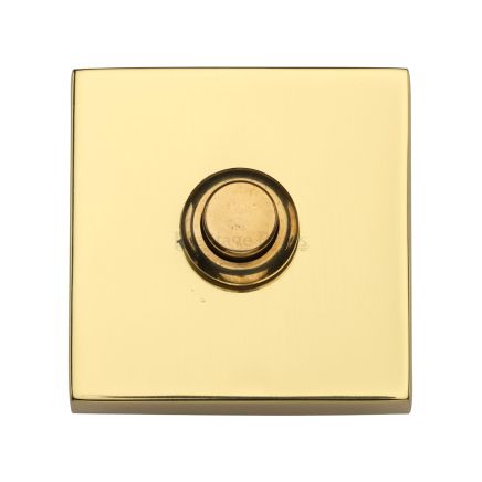 Heritage Brass Square Bell Push Polished Brass finish
