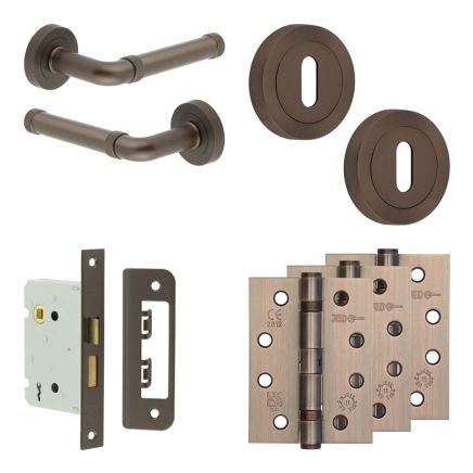 Complete Midtown Door Handle Pack - Sashlock - Dark Bronze - 76mm / 4-inch Hinges - JE-G8A8-DB