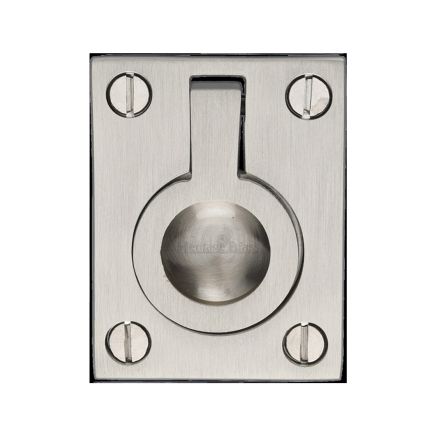 Heritage Brass Cabinet Pull Flush Ring Design 38mm Satin Nickel finish