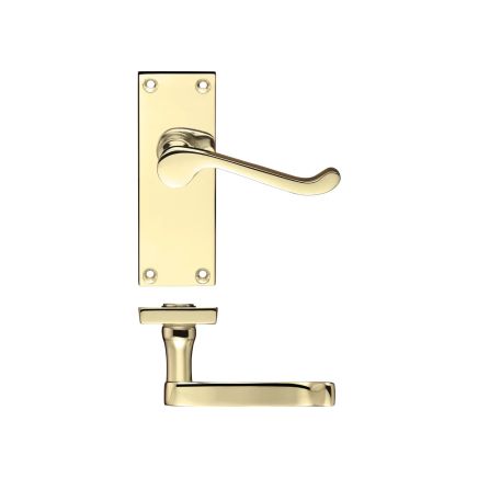Zoo Hardware Project Victorian scroll lever on latch backplate - 114mm x 40mm - Electro Brass