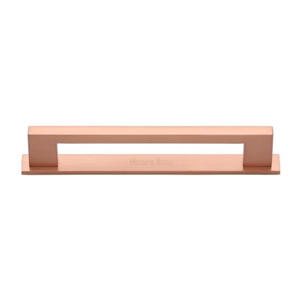 Heritage Brass Cabinet Pull Metro Design with Plate 160mm CTC Satin Rose Gold Finish
