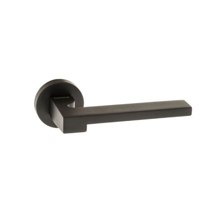 Forme Ginevra Lever Door Handle on Minimal Round Rose - Matt Black (Pair)