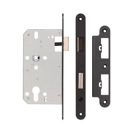 72mm Black Din Euro Sashlock Radiused 60mm Backset - By Frelan Hardware - JL-DS60RMB