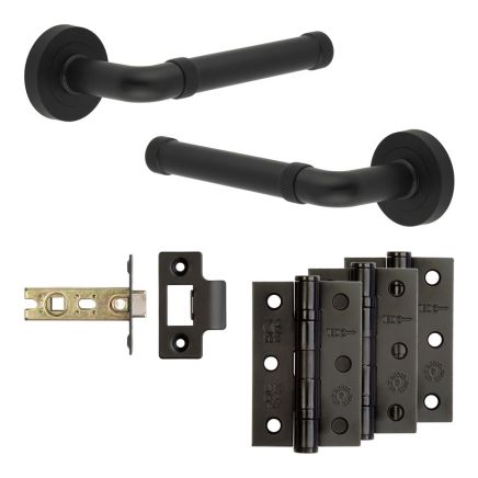 Complete Midtown Door Handle Pack - Internal Doors - Matt Black - 64mm / 3-inch Hinges - JE-G2B-MB