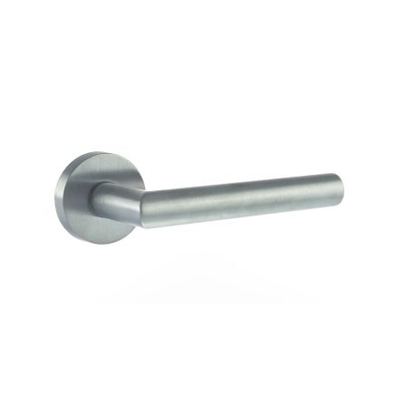 Forme Elle Lever Door Handle on Minimal Round Rose - Satin Chrome (Pair)