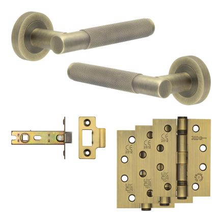 Complete Bari Door Handle Pack - Internal Doors - Antique Brass - By Frelan Hardware - JE-D3A-AB