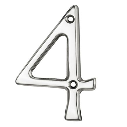Numerals (0-9) Number 4 - Polished Chrome