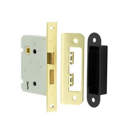 Jedo Kontrax 2 Lever Sashlocks with Square Forend & Radiused Strike Plate 76mm Electro Brassed - By Frelan Hardware - JL480EB