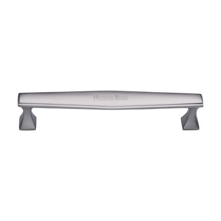 Heritage Brass Cabinet Pull Deco Design 160mm CTC Satin Chrome Finish