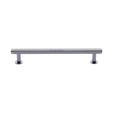 Heritage Brass Cabinet Pull Knurled Design with 16mm Rose 160mm CTC Polished Chrome finish