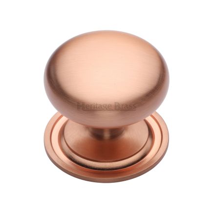 Heritage Brass Cabinet Knob Victorian Round Design with base 48mm Satin Rose Gold finish