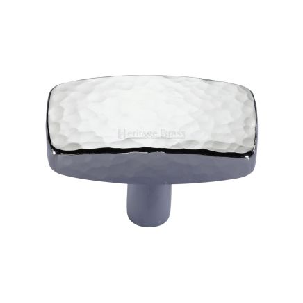 Heritage Brass Cabinet Knob Rectangular Hammered Design 41mm Polished Chrome finish