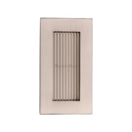 Reeded Rectangular Flush Pull 105 x 58mm Satin Nickel finish
