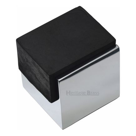 Heritage Brass Door Stop Square Floor Mounted Design Polished Chrome Finish