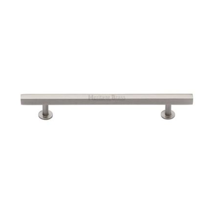 Heritage Brass Cabinet Pull Square Design with Footings 160mm CTC Satin Nickel finish