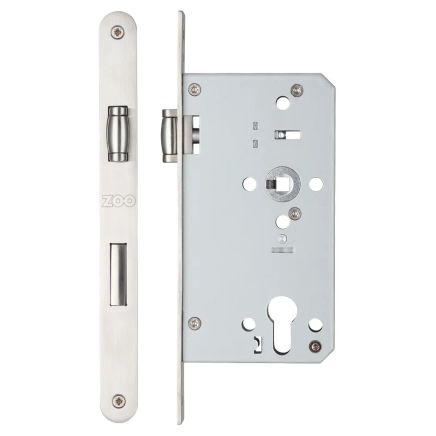 Zoo Hardware Roller din euro sashlock - 72mm c/c - backset 60mm - radius - Satin Stainless
