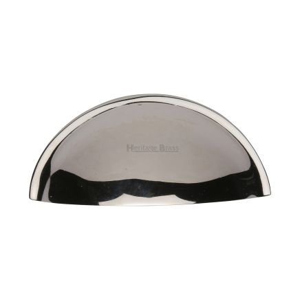 Heritage Brass Drawer Pull Half Moon Design 57mm CTC Polished Nickel Finish