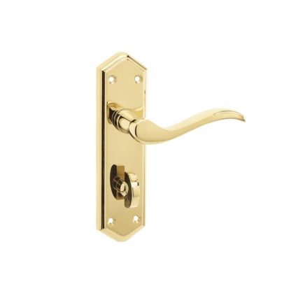 Paris Suite Door Handles on Bathroom Plate PVD Brass - By Frelan Hardware - JV283PVD