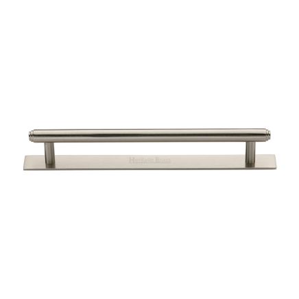 Heritage Brass Cabinet Pull Step Design with Plate 160mm CTC Satin Nickel Finish