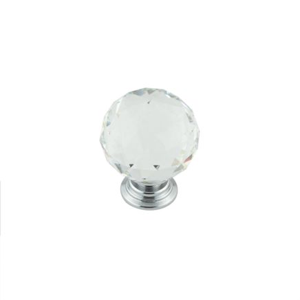 40mm Polished Chrome Faceted Glass Ball Knob - By Frelan Hardware - JH4155-40PC