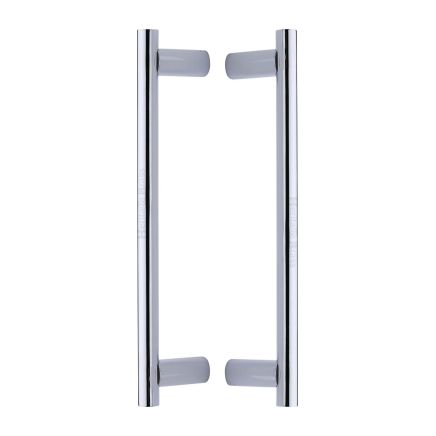 Heritage Brass Back to Back Door Pull Handle Round Bar Design 336mm&nbsp;Polished Chrome Finish