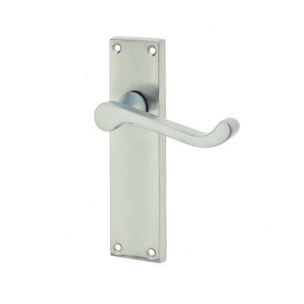 Victorian Scroll Door Handle on Long Latchset Plate Satin Chrome - By Frelan Hardware - JV11LSC