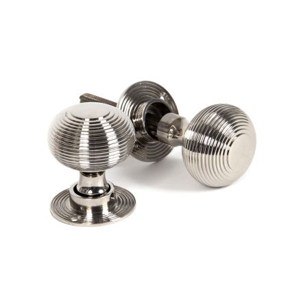 Polished Nickel Heavy Beehive Mortice/Rim Knob Set
