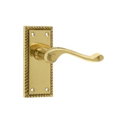 Georgian Suite Door Handle on Short Latchset Plate Polished Brass - By Frelan Hardware - JG2PB