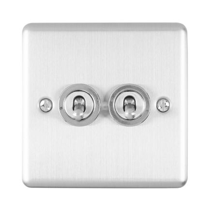 Eurolite Enhance Decorative 2 Gang Toggle Switch Satin Stainless Steel