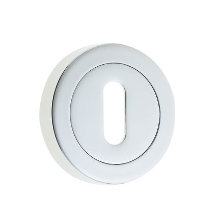 Jedo Designer Standard Keyway Escutcheons on 50mm Round Rose Polished Chrome - By Frelan Hardware - JV503PC